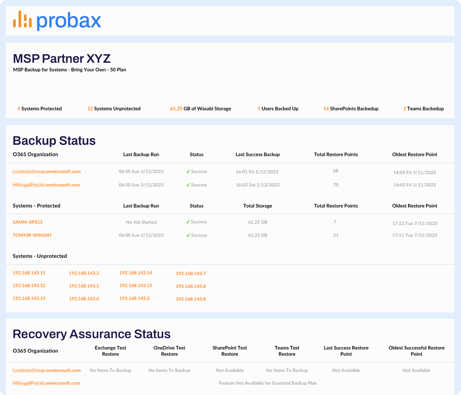 MSP Backup Report